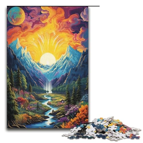 Puzzle für Erwachsene 1000 Teile psychedelische Bunte Landschaft Lernspiele für Zuhause DIY Spielzeug tolles Geschenk für Spiele 1000 Teile (38 x 26 cm) von linghhiming