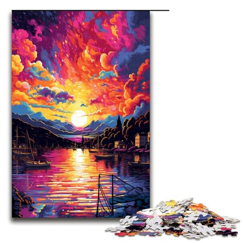 Puzzle für Erwachsene 1000 Teile psychedelische Bunte Landschaft Lernspiele für Zuhause DIY Spielzeug tolles Geschenk für Spiele 1000 Teile (75 x 50 cm) von linghhiming