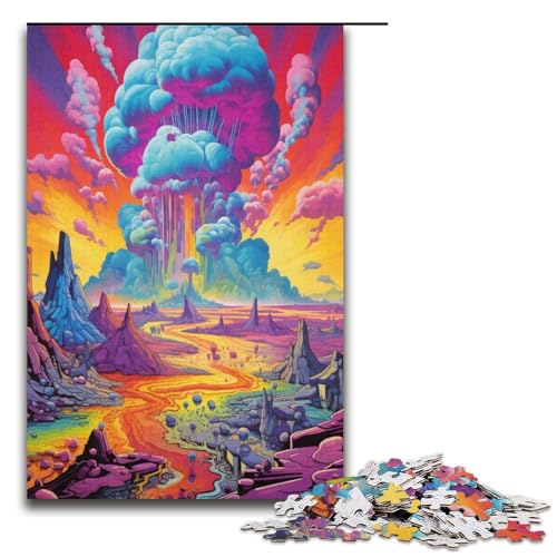 Puzzle für Erwachsene 1000 Teile psychedelische Bunte Landschaft Papierpuzzle Lernspiel Herausforderungsspielzeug 1000 Teile (38 x 26 cm) von linghhiming