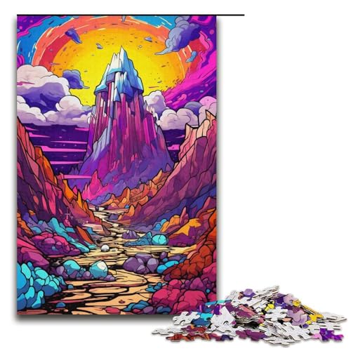 Puzzle für Erwachsene 1000 Teile psychedelische Bunte Landschaft Puzzlespiel lustiges Spielzeug 1000 Teile (38 x 26 cm) von linghhiming