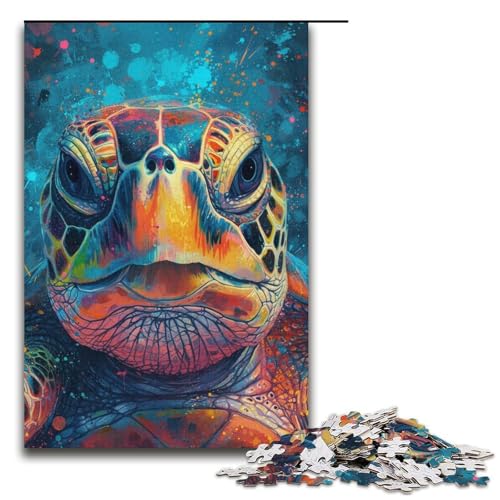 Puzzle für Erwachsene 1000 Teile psychedelische Bunte Schildkröte Puzzlespiel lustiges Spielzeug 1000 Teile (38 x 26 cm) von linghhiming