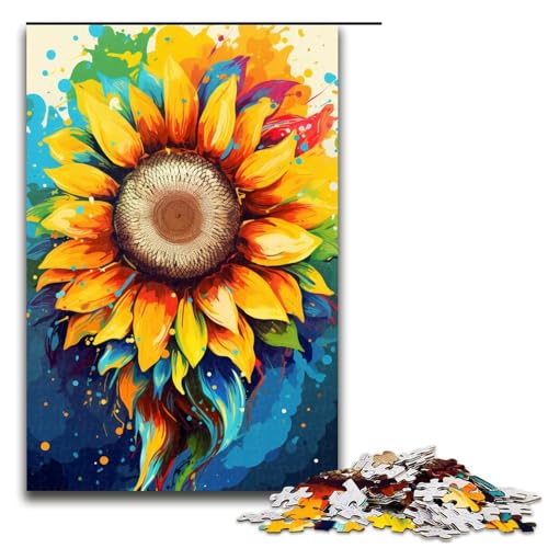 Puzzle für Erwachsene 1000 Teile psychedelische Bunte Sonnenblumen Holzpuzzle Lernspiel Herausforderungsspielzeug 1000 Teile (75 x 50 cm) von linghhiming