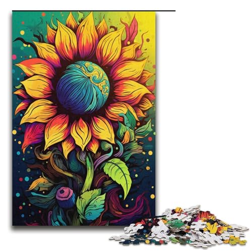 Puzzle für Erwachsene 1000 Teile psychedelische Bunte Sonnenblumen Puzzle Lernspiele für Zuhause DIY Spielzeug tolles Geschenk für Spiele 1000 Teile (38 x 26 cm) von linghhiming