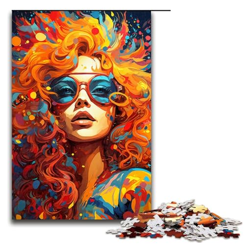 Puzzle für Erwachsene 1000 Teile psychedelische Farbkunst Frau Geburtstagsgeschenk Geschenke für und Teenager ab 14 Jahren 1000 Teile (75 x 50 cm) von linghhiming
