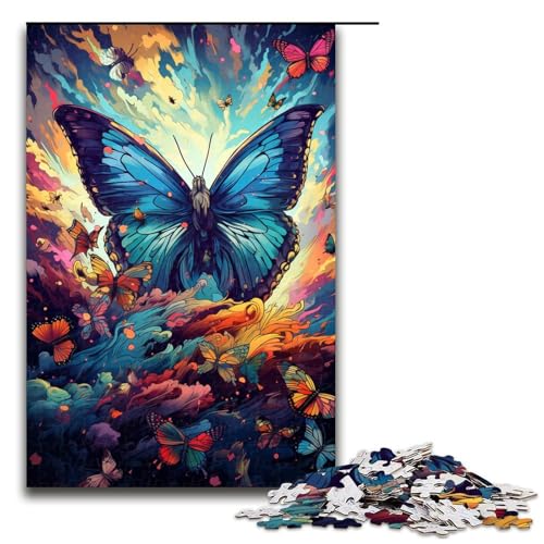 Puzzle für Erwachsene 1000 Teile psychedelische Kunst Schmetterlingspuzzle Holzpuzzle Lernspiel Herausforderungsspielzeug 1000 Teile (75 x 50 cm) von linghhiming