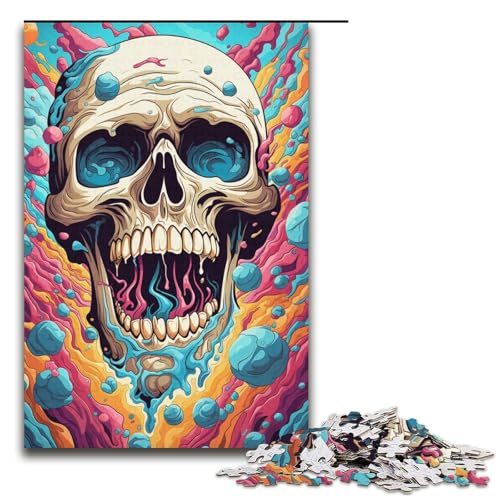 Puzzle für Erwachsene 1000 Teile psychedelische Kunst Totenkopf Puzzle Lernspiele für Zuhause DIY Spielzeug tolles Geschenk für Spiele 1000 Teile (38 x 26 cm) von linghhiming