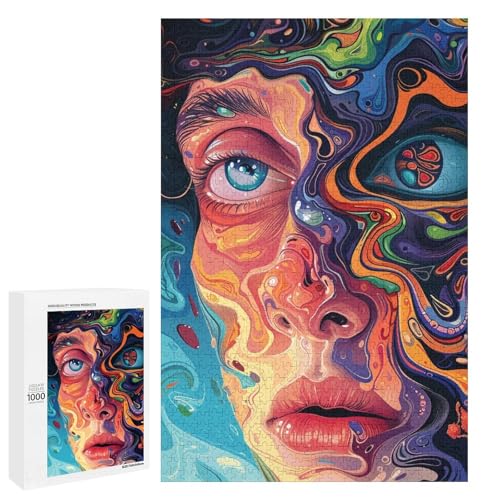 Puzzle für Erwachsene 1000 Teile psychedelische Landschaft Holzpuzzle (75 x 50 cm) von linghhiming
