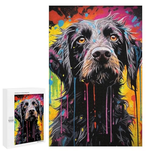 Puzzle für Erwachsene 1000 Teile psychedelische Pudelfamilie Holzpuzzle Lernspiel Herausforderungsspielzeug (75 x 50 cm) von linghhiming