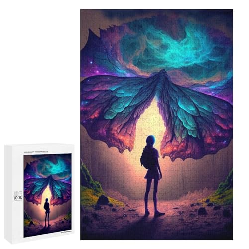 Puzzle für Erwachsene 1000 Teile psychedelische Schmetterlingsfamilie Holzpuzzle Lernspiel Herausforderungsspielzeug (75 x 50 cm) von linghhiming