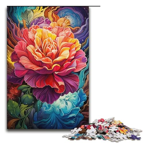 Puzzle für Erwachsene 1000 Teile psychedelisches Farbgemälde Rosen Puzzle Lernspiele für Zuhause DIY Spielzeug tolles Geschenk für Spiele 1000 Teile (38 x 26 cm) von linghhiming