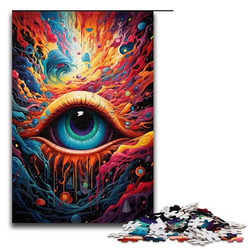 Puzzle für Erwachsene 1000 Teile psychedelisches Puzzle mit farbigen Augen Holzpuzzle Lernspiel Herausforderungsspielzeug 1000 Teile (75 x 50 cm) von linghhiming