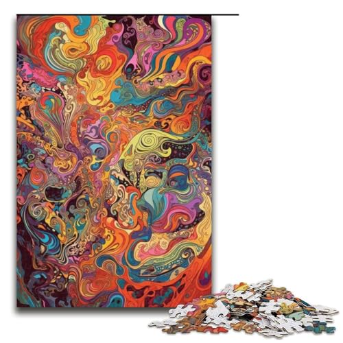 Puzzle für Erwachsene 1000 Teile psychedelisches Wirbelporträt Puzzlespiele Spielzeug Geschenk geeignet als Schreibtischdekoration (75 x 50 cm) von linghhiming