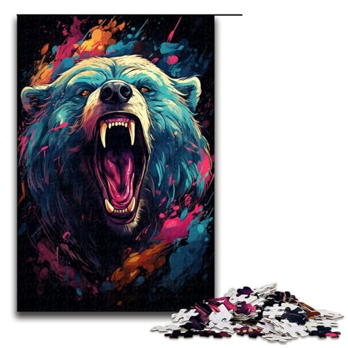 Puzzle für Erwachsene 1000 Teile psychedelisches buntes Bären Puzzle Lernspiele für Zuhause DIY Spielzeug tolles Geschenk für Spiele 1000 Teile (75 x 50 cm) von linghhiming