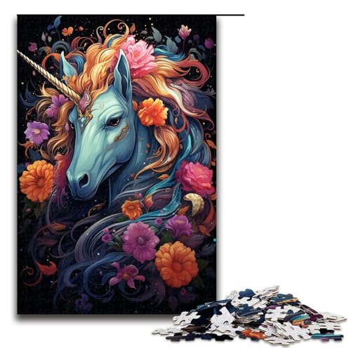 Puzzle für Erwachsene 1000 Teile psychedelisches buntes Einhorn Puzzle Lernspiele für Zuhause DIY Spielzeug tolles Geschenk für Spiele 1000 Teile (75 x 50 cm) von linghhiming