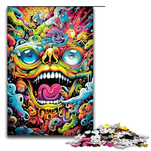 Puzzle für Erwachsene 1000 Teile psychedelisches buntes Monster Puzzle Geburtstagsgeschenk Geschenke für Teenager ab 14 Jahren 1000 Teile (75 x 50 cm) von linghhiming