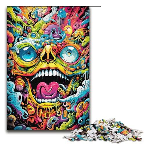 Puzzle für Erwachsene 1000 Teile psychedelisches buntes Monster Puzzle für Erwachsene Papierpuzzles Familienspiele Weihnachts und Geburtstagsgeschenke 1000 Teile (38 x 26 cm) von linghhiming