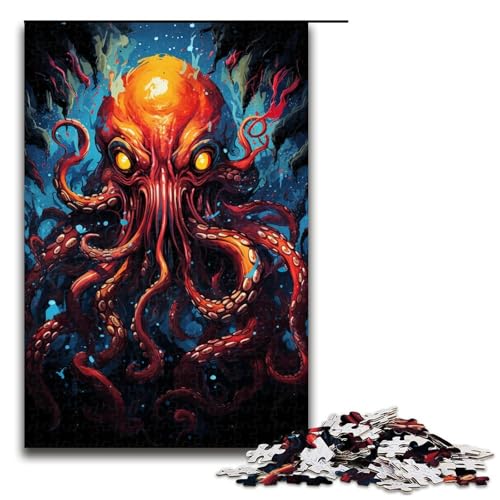 Puzzle für Erwachsene 1000 Teile psychedelisches buntes Oktopus Kunstpuzzle für Erwachsene Holzpuzzles Familienspiele Weihnachts und Geburtstagsgeschenke 1000 Teile (75 x 50 cm) von linghhiming