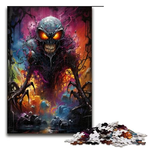 Puzzle für Erwachsene 1000 Teile psychedelisches buntes Spinnenmonster Holzpuzzle 1000 Teile (75 x 50 cm) von linghhiming