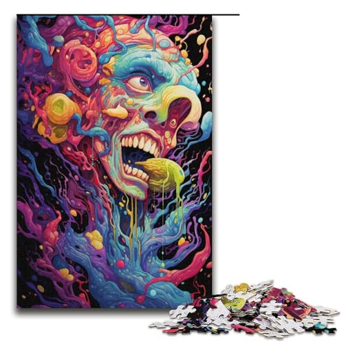 Puzzle für Erwachsene 1000 Teile psychedelisches farbenfrohes Monster Puzzle Spiele Spielzeug Geschenk geeignet für die Schreibtischdekoration 1000 Teile (38 x 26 cm) von linghhiming