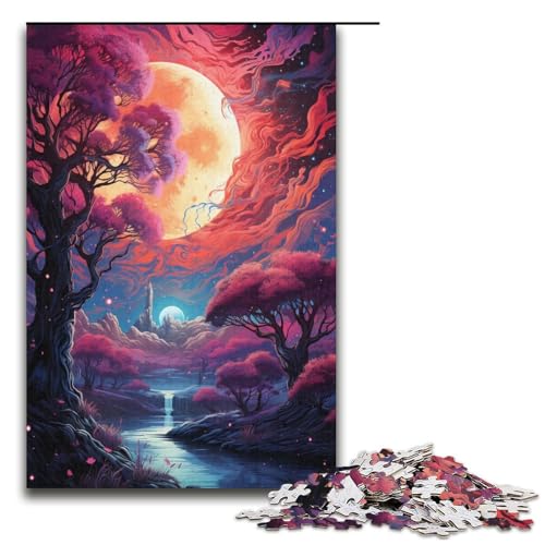Puzzle für Erwachsene 1000 Teile rosa Wald Puzzlespiele Spielzeug Geschenk geeignet für die Schreibtischdekoration 1000 Teile (38 x 26 cm) von linghhiming