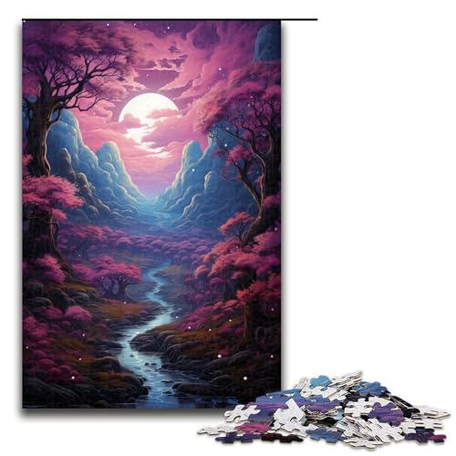 Puzzle für Erwachsene 1000 Teile rosa Wald Puzzlespiele Spielzeug Geschenk geeignet für die Schreibtischdekoration 1000 Teile (75 x 50 cm) von linghhiming