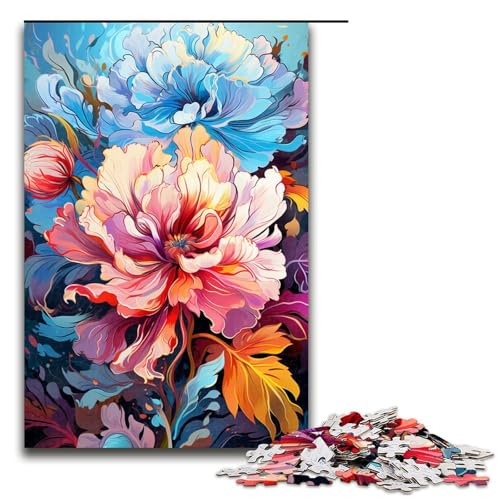 Puzzle für Erwachsene 1000 Teile schöne Bunte Blumen Puzzlespiele Spielzeug Geschenk geeignet als Schreibtischdekoration 75 x 50 cm von linghhiming