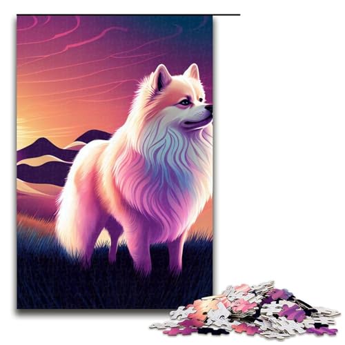 Puzzle für Erwachsene 1000 Teile schöner Zwergspitz Hund Puzzle Spiele Spielzeug Geschenk geeignet als Schreibtischdekoration (75 x 50 cm) von linghhiming