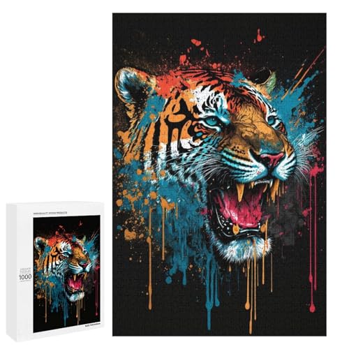 Puzzle für Erwachsene 1000 Teile schönes Tigergemälde Holzpuzzle 75 x 50 cm Puzzle für Erwachsene 1000 Teile schönes Tigergemälde Holzpuzzle 75 x 50 cm von linghhiming