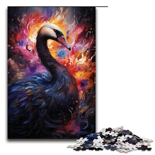 Puzzle für Erwachsene 1000 Teile seltsam gefärbter schwarzer Schwan Puzzlespiel lustiges Spielzeug 75 x 50 cm von linghhiming