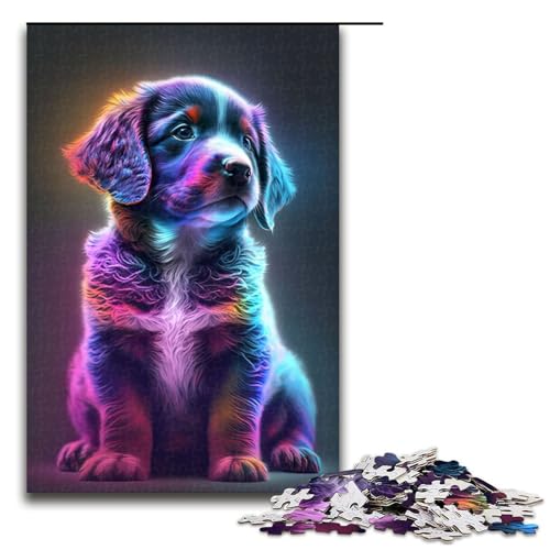 Puzzle für Erwachsene 1000 Teile süßes Regenbogenwelpen Puzzle Lernspiele für Zuhause DIY Spielzeug tolles Geschenk für Spiele 75 x 50 cm von linghhiming