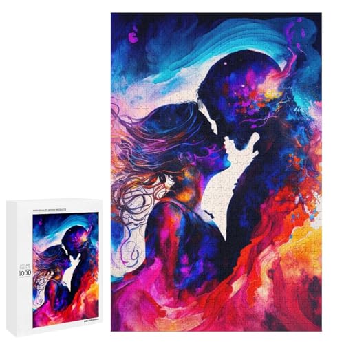 Puzzle für Erwachsene 1000 Teile verliebtes Zwillingsflammenpaar Holzpuzzle für Kinder Lernspiel (75 x 50 cm) von linghhiming