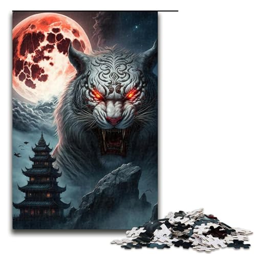 Puzzle für Erwachsene 1000 Teile weißer Tiger Geburtstagsgeschenk für Teenager ab 14 Jahren (75 x 50 cm) von linghhiming