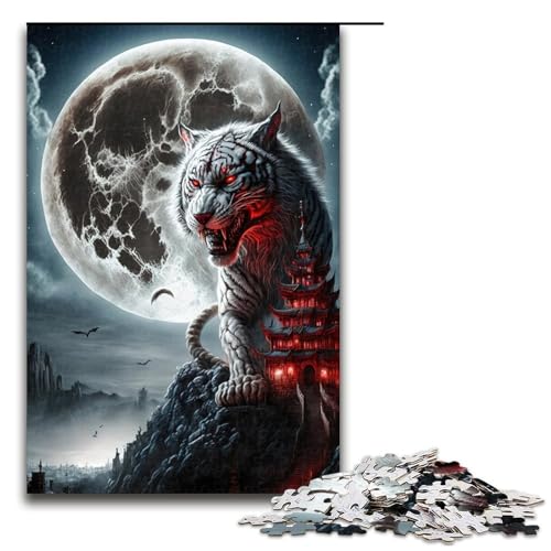 Puzzle für Erwachsene 1000 Teile weißer Tiger Puzzle Lernspiele für Zuhause DIY Spielzeug tolles Geschenk für Spiele (75 x 50 cm) von linghhiming