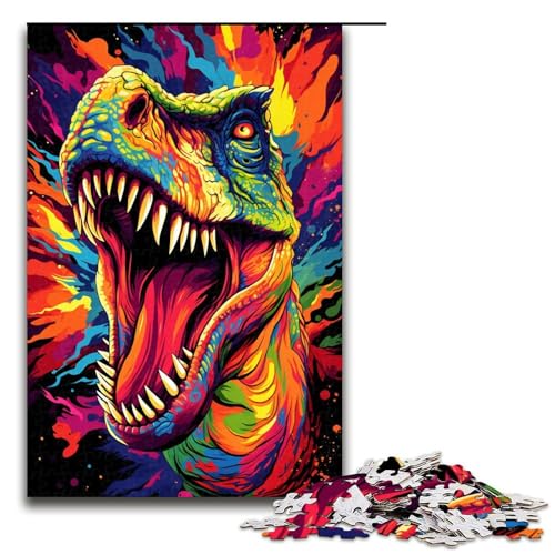 Puzzle für Erwachsene 1000 Teile wütender Dinosaurier Puzzle Spiele Spielzeug Geschenk geeignet für die Schreibtischdekoration 75 x 50 cm von linghhiming