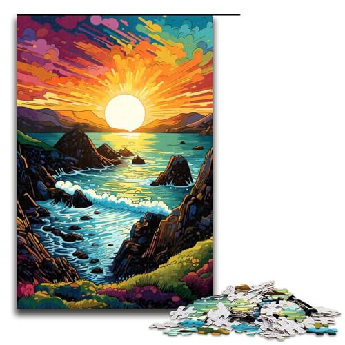 Puzzle für Erwachsene Achill_Island_Colorful 1000 Teile Puzzle Holzpuzzle für Erwachsene und Kinder ab 12 Jahren 75x50cm von linghhiming