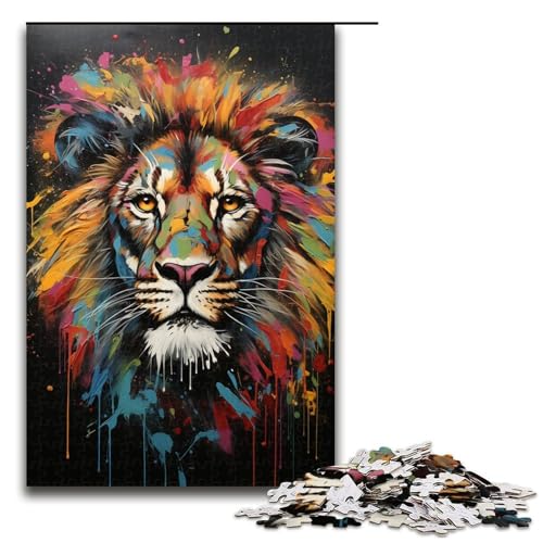 Puzzle für Erwachsene Afrikanischer Löwe 1000 Teile Holzpuzzle für Kinder ab 14 Jahren Heimdekoration 1000 Teile (75 x 50 cm) von linghhiming