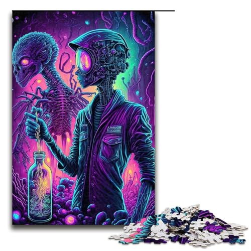Puzzle für Erwachsene Alien Monster 1000 Teile Holzpuzzle für Erwachsene und Kinder ab 14 Jahren Lernspielzeug 75 x 50 cm von linghhiming