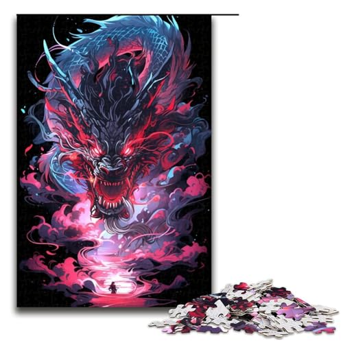 Puzzle für Erwachsene Anime Kunst Drache 1000 Teile Holzpuzzle für Erwachsene und Kinder ab 14 Jahren 1000 Teile (75 x 50 cm) von linghhiming