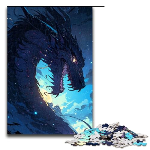Puzzle für Erwachsene Anime Kunst Drache 1000 Teile Holzpuzzle für Erwachsene und Kinder ab 14 Jahren Lernspielzeug 1000 Teile (75 x 50 cm) von linghhiming