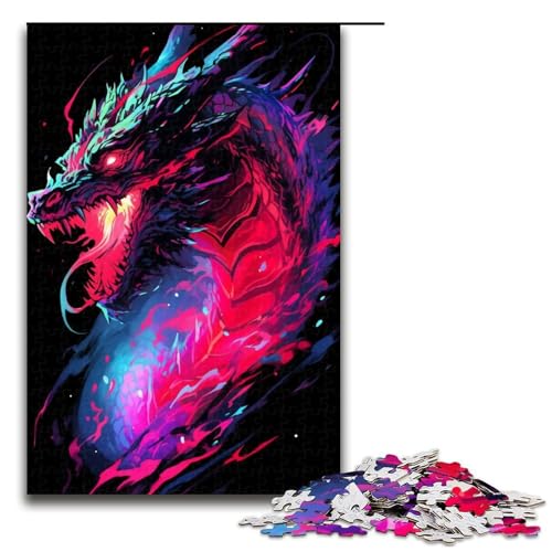 Puzzle für Erwachsene Anime Kunst Drache 1000 Teile Holzpuzzle für Erwachsene und Kinder ab 14 Jahren Lernspielzeug 1000 Teile (75 x 50 cm) von linghhiming