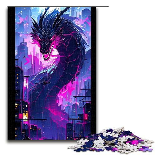 Puzzle für Erwachsene Anime Kunst Drache 1000 Teile Holzpuzzle für Kinder ab 14 Jahren Heimdekoration 1000 Teile (75 x 50 cm) von linghhiming
