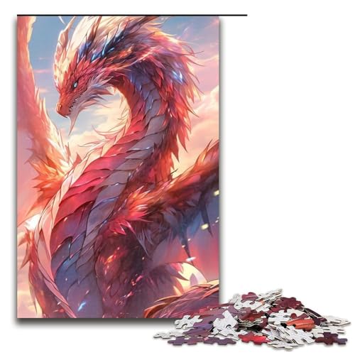 Puzzle für Erwachsene Anime-Kunst Drache 1000 Teile Holzpuzzle für Kinder ab 14 Jahren Heimdekoration 1000 Teile (75 x 50 cm) von linghhiming