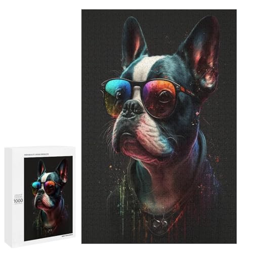 Puzzle für Erwachsene Art Bulls Dogs 1000 Teile Holzpuzzle für Erwachsene und Kinder ab 12 Jahren 75 x 50 cm von linghhiming