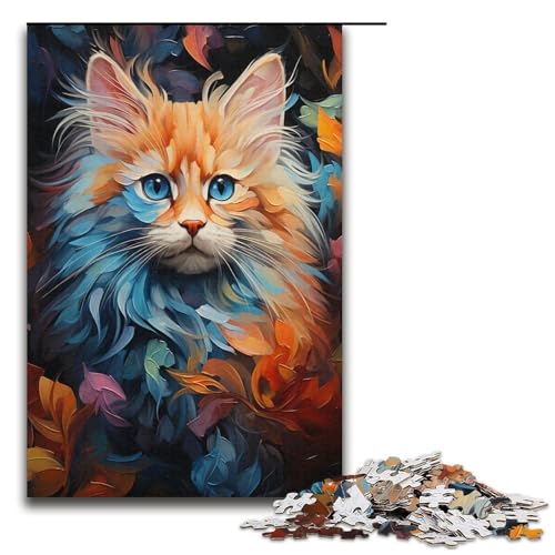 Puzzle für Erwachsene Art Cat buntes 1000 teiliges Papierpuzzle für Kinder ab 14 Jahren Lernspielzeug 1000 Teile (38 x 26 cm) von linghhiming