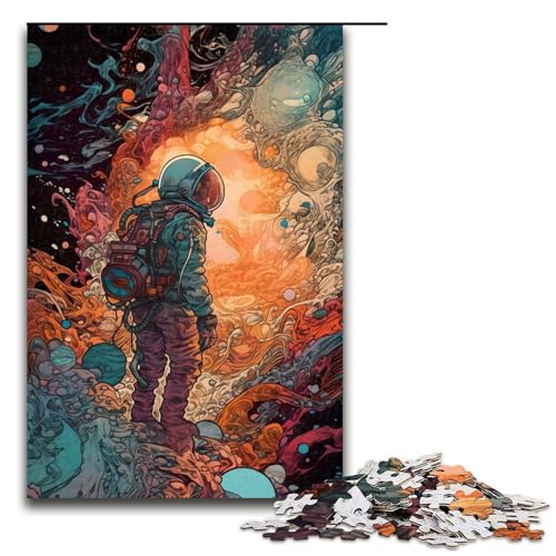 Puzzle für Erwachsene Astronaut 1000 teiliges Holzpuzzle für Kinder ab 14 Jahren Lernspielzeug (75 x 50 cm) von linghhiming