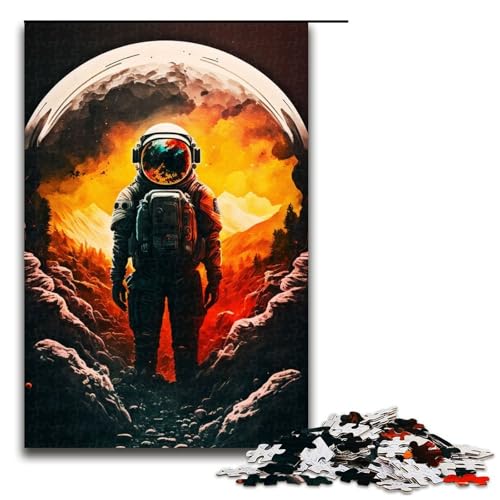 Puzzle für Erwachsene Astronaut auf dem Mond 1000 teiliges Holzpuzzle für Kinder ab 14 Jahren Heimdekoration (75 x 50 cm) von linghhiming