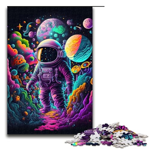 Puzzle für Erwachsene Astronaut im Weltraum 1000 Teile Holzpuzzle für Kinder ab 14 Jahren anspruchsvolles Spiel (75 x 50 cm) von linghhiming
