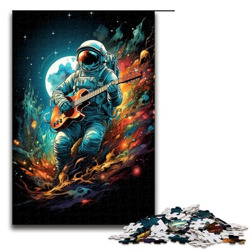 Puzzle für Erwachsene Astronaut spielt Gitarre 1000 Teile Holzpuzzle für Erwachsene und Kinder ab 12 Jahren 75 x 50 cm von linghhiming