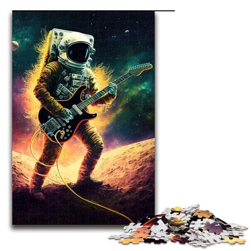 Puzzle für Erwachsene Astronaut spielt Gitarre 1000 Teile Holzpuzzle für Kinder ab 14 Jahren anspruchsvolles Spiel (75 x 50 cm) von linghhiming