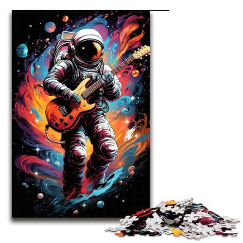 Puzzle für Erwachsene Astronaut spielt Gitarre 1000 teiliges Holzpuzzle für Erwachsene und Kinder ab 12 Jahren 75 x 50 cm von linghhiming